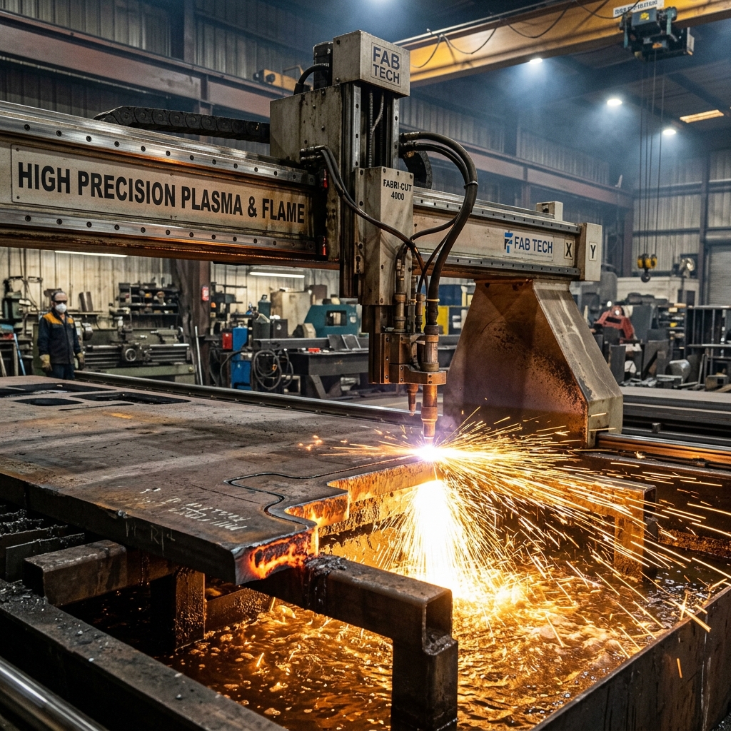 High definition CNC plasma and flame cutting machine cutting structural steel plate - Hrplates.com
